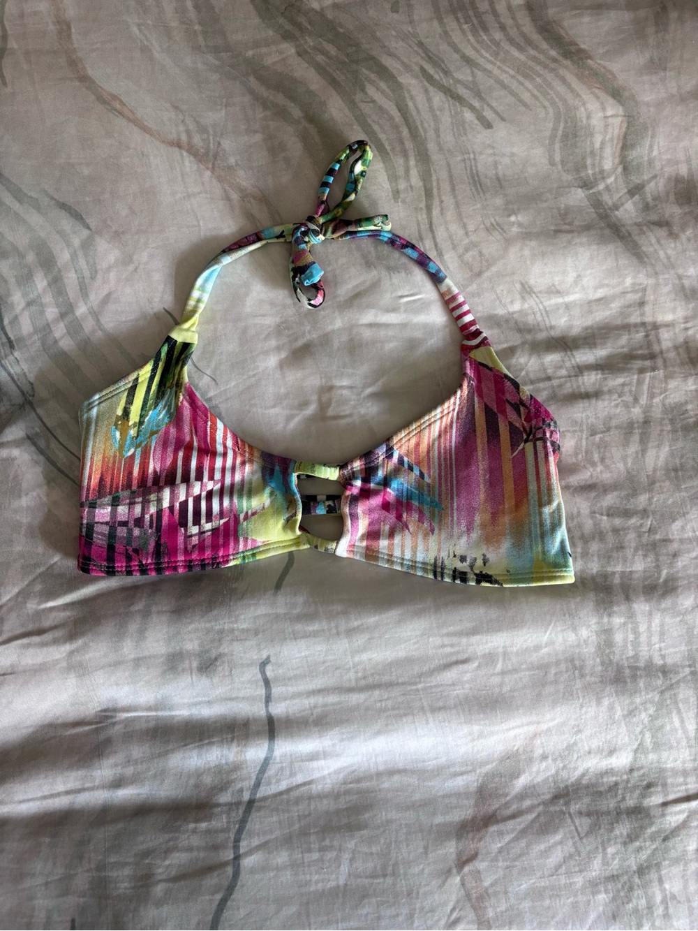 Midori Multicolor Halter Bikini Top - Pink, Yellow, Blue, Green